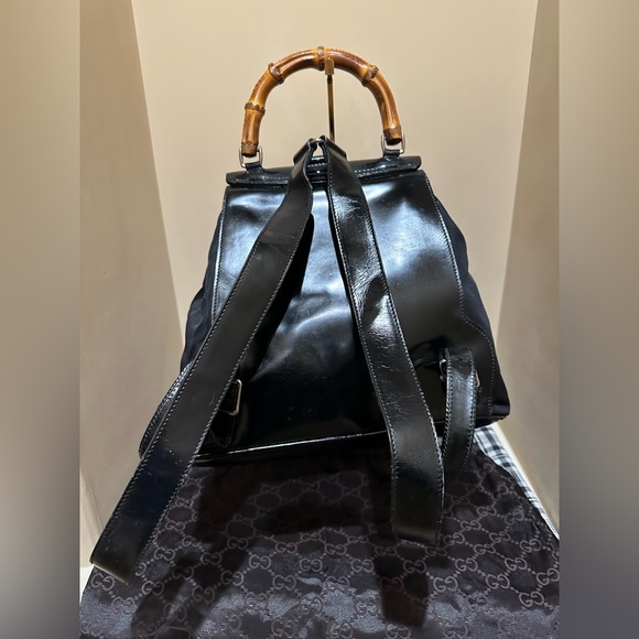 Auth. Gucci Nylon and Leather Bamboo Backpack - Picture 2 of 10